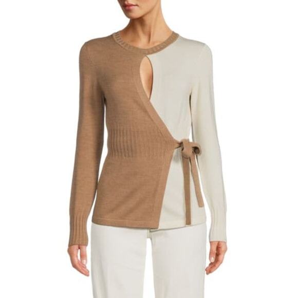Akris Punto Colorblock Virgin Wool Wrap Sweater Multicolor Size 8 - Picture 1 of 8